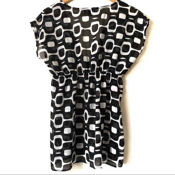 BCX Black & White Sheer Blouse - Picture 2 of 3